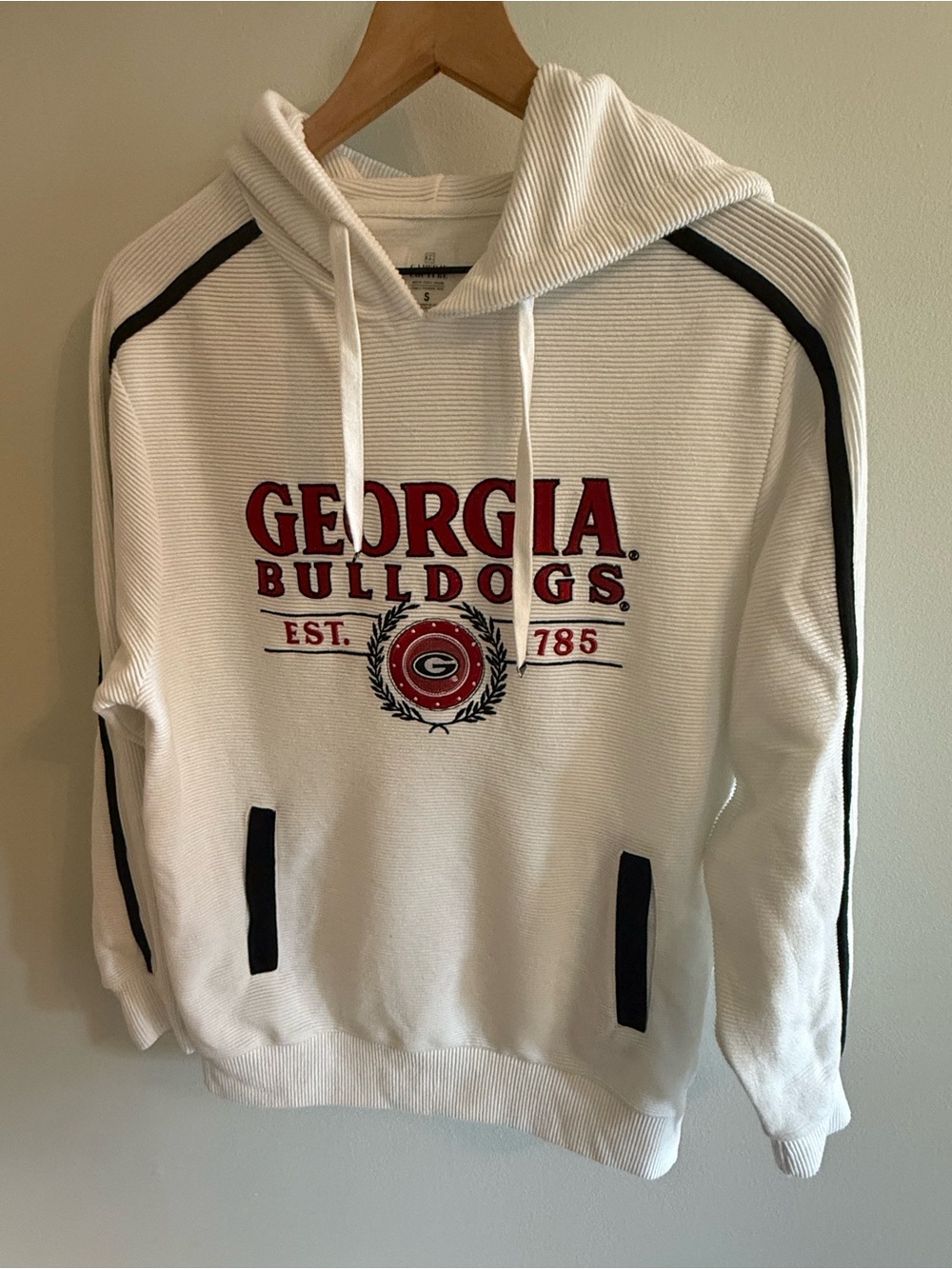 Gameday Couture Georgia Bulldogs White Ribbed Hoodie Size Small UGA Game Day - Picture 2 of 7